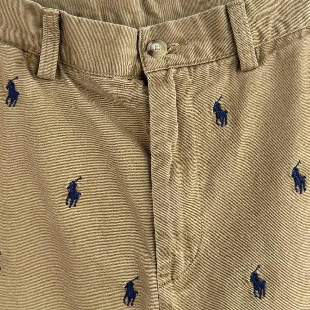 Polo Ralph Lauren Chino Shorts Men's 32 Khaki All Over Pony Embroidered Casual
